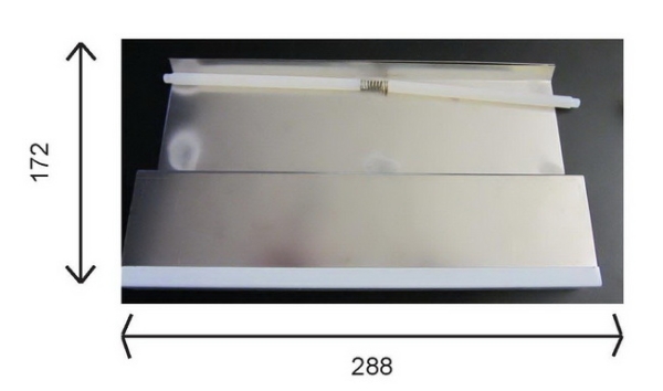 Behncke Skimmerklappe zu Typ 300 aus Chromstahl mit Schwimmkörper und Achse, 288 x 172 mm